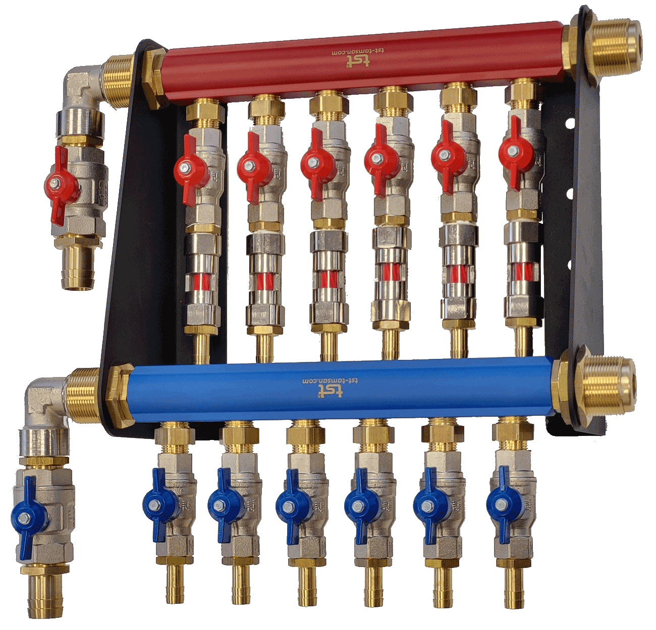 Flow indicator with tempering distributor